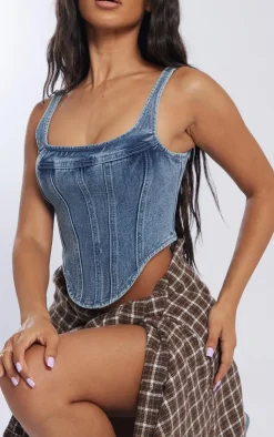 PrettyLittleThing Corsets*Petite Denim Corset Top