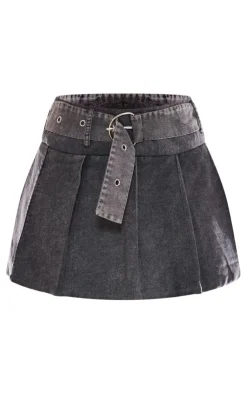 Petite Belted Micro Mini Pleated Skirt-PrettyLittleThing Sale