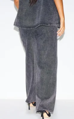 Petite Washed Black Straight Leg Jeans