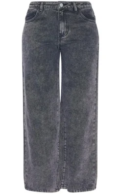 Petite Washed Black Straight Leg Jeans