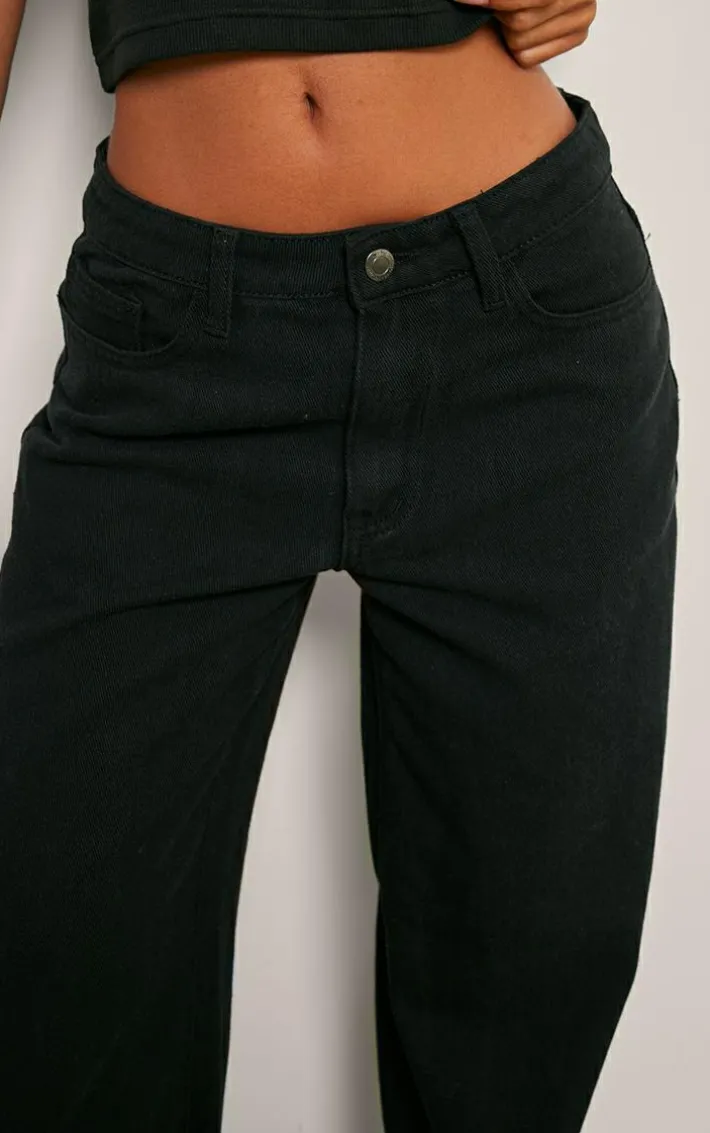Petite Washed Black Wide Leg Jean