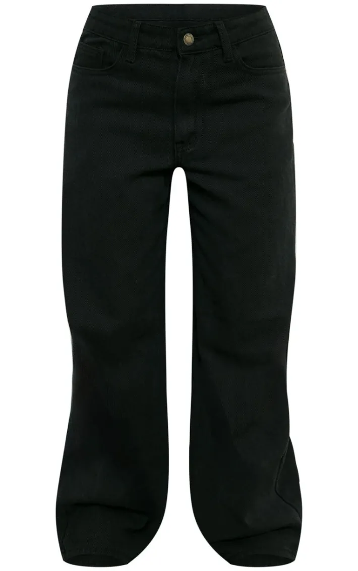 Petite Washed Black Wide Leg Jean