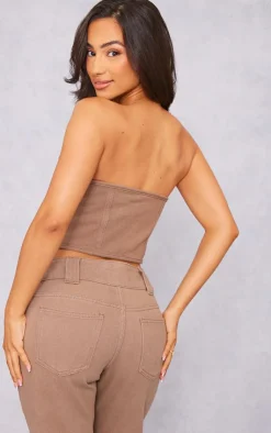 PrettyLittleThing Corsets*Petite Denim Hook And Eye Corset Top