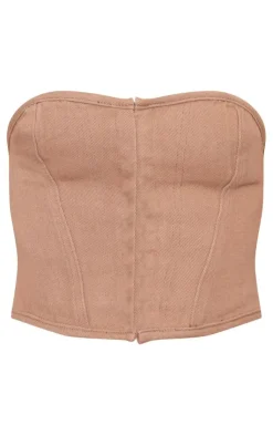 PrettyLittleThing Corsets*Petite Denim Hook And Eye Corset Top