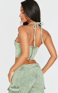 PrettyLittleThing Corsets*Petite Denim Seam Detail Corset