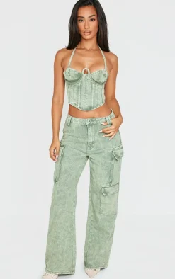 PrettyLittleThing Corsets*Petite Denim Seam Detail Corset
