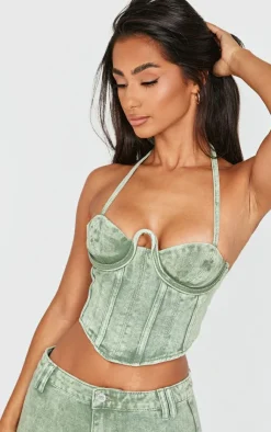 PrettyLittleThing Corsets*Petite Denim Seam Detail Corset