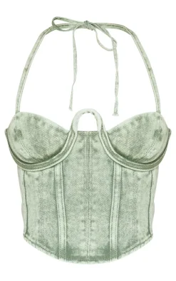PrettyLittleThing Corsets*Petite Denim Seam Detail Corset