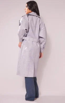 PrettyLittleThing Trench Coats*Petite Pu Biker Trench