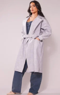 PrettyLittleThing Trench Coats*Petite Pu Biker Trench
