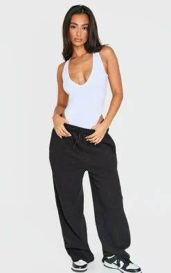 PrettyLittleThing Sleeveless Tops*Petite Basic Cotton Blend Plunge Sleeveless Bodysuit