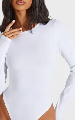 PrettyLittleThing Basic Tops*Petite Basic Cotton Blend Crew Neck Bodysuit