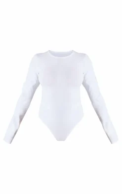 PrettyLittleThing Basic Tops*Petite Basic Cotton Blend Crew Neck Bodysuit