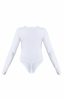 PrettyLittleThing Basic Tops*Petite Basic Cotton Blend Crew Neck Bodysuit