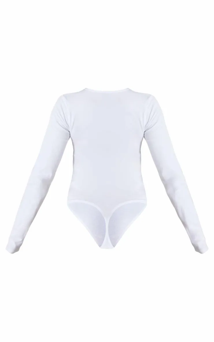 PrettyLittleThing Basic Tops*Petite Basic Cotton Blend Crew Neck Bodysuit