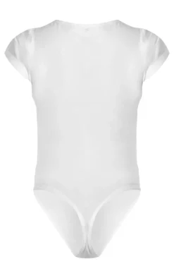 PrettyLittleThing Basic Tops*Petite Basic Cotton Blend Fitted Short Sleeve Bodysuit
