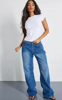 PrettyLittleThing T-Shirts*Petite Basic Cotton Blend Fitted Crew Neck T Shirt