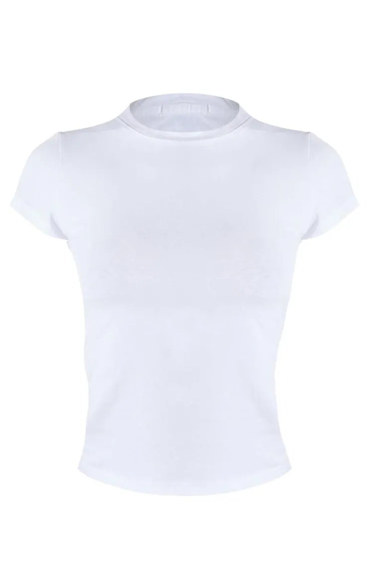 PrettyLittleThing T-Shirts*Petite Basic Cotton Blend Fitted Crew Neck T Shirt
