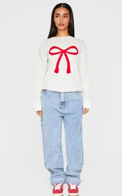 PrettyLittleThing Sweaters*Petite Bow Christmas Sweater