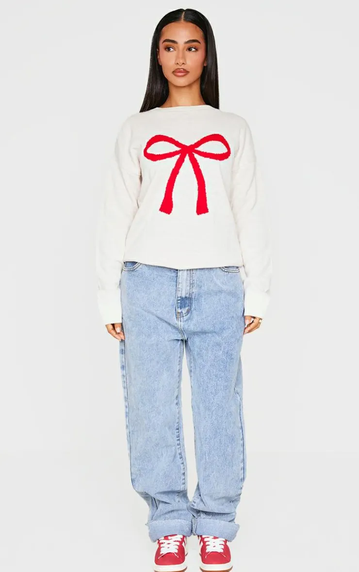 PrettyLittleThing Sweaters*Petite Bow Christmas Sweater