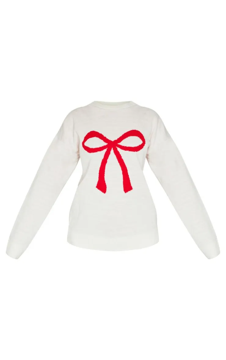 PrettyLittleThing Sweaters*Petite Bow Christmas Sweater
