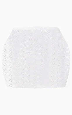 Best PrettyLittleThing Petite Broderie Low Waist Mini Skirt White