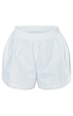 Outlet PrettyLittleThing Petite Broderie Shorts White