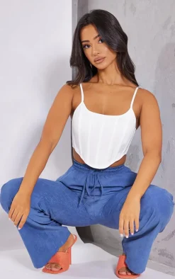 PrettyLittleThing Corsets*Petite Corset Woven Strappy Crop Top