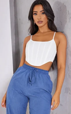 PrettyLittleThing Corsets*Petite Corset Woven Strappy Crop Top