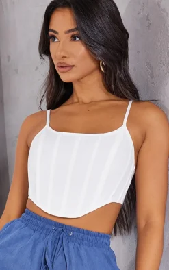 PrettyLittleThing Corsets*Petite Corset Woven Strappy Crop Top