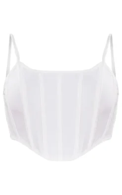 PrettyLittleThing Corsets*Petite Corset Woven Strappy Crop Top
