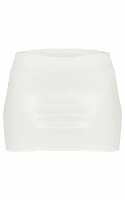 Clearance PrettyLittleThing Petite Faux Leather Embossed Detail Mini Skirt White