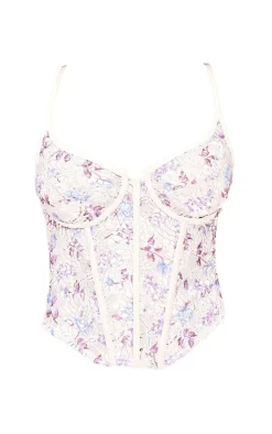 PrettyLittleThing Corsets*Petite Flower Detailed Woven Corset
