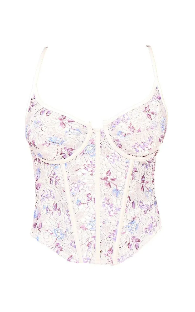 PrettyLittleThing Corsets*Petite Flower Detailed Woven Corset