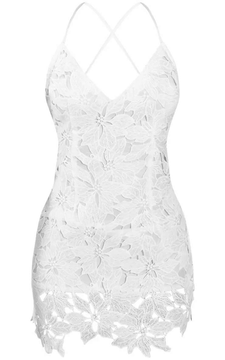 Petite Flower Embroidered Detail Open Back Mini Dress-PrettyLittleThing Best