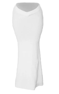 Hot PrettyLittleThing Petite Fluffy Knit V Front Maxi Skirt White