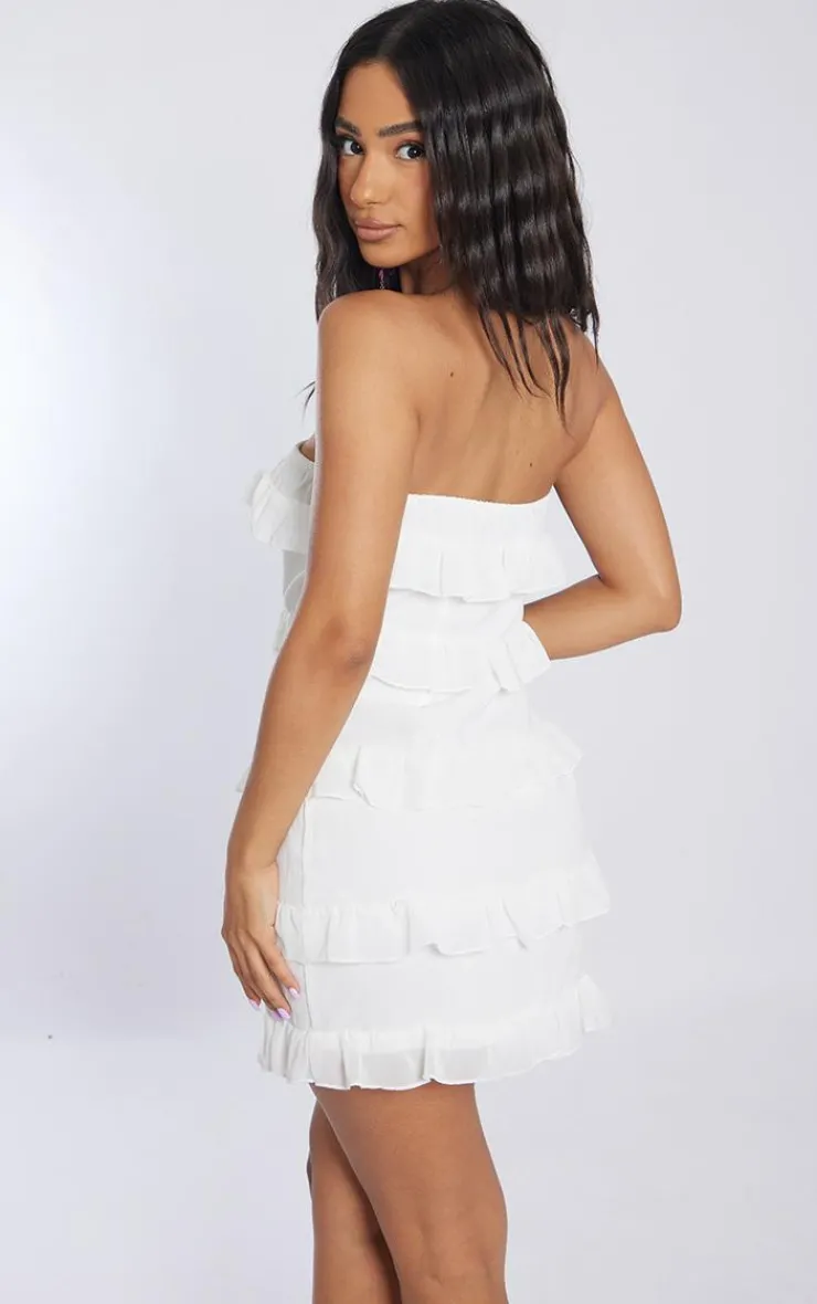 Petite Frilled Bandeau Mini Dress-PrettyLittleThing Online