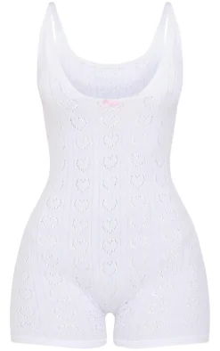 PrettyLittleThing Unitards*Petite Knit Pointelle Unitard