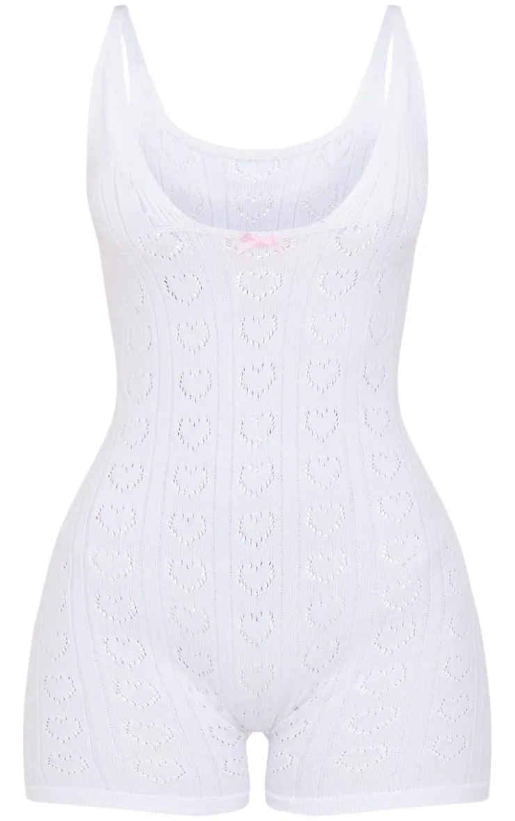 PrettyLittleThing Unitards*Petite Knit Pointelle Unitard