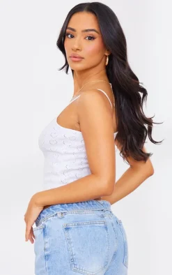 PrettyLittleThing Camisole*Petite Knit Pointelle Cami With Bow Detail
