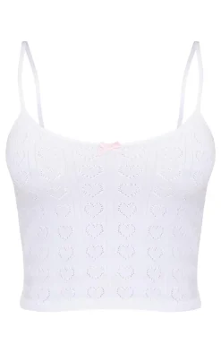 PrettyLittleThing Camisole*Petite Knit Pointelle Cami With Bow Detail