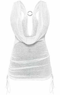 Petite Knitted Extreme Cowl Ruched Mini Dress-PrettyLittleThing Online