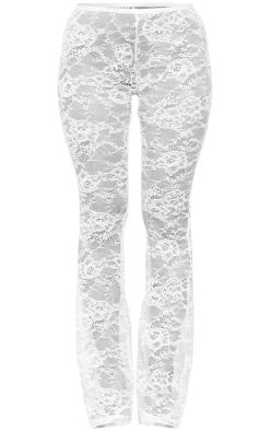 Outlet PrettyLittleThing Petite Lace Skinny Flares White