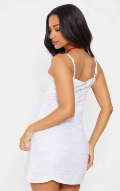 Petite Linen Look Ruched Strappy Mini Dress-PrettyLittleThing Sale