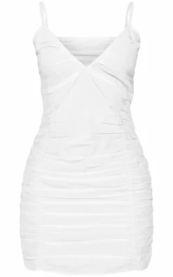 Petite Linen Look Ruched Strappy Mini Dress-PrettyLittleThing Sale