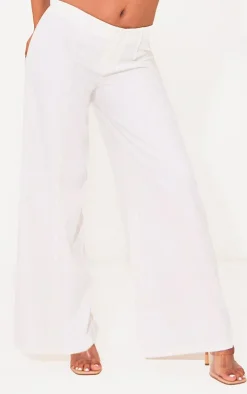 PrettyLittleThing Petite Low Waist Woven Pants White