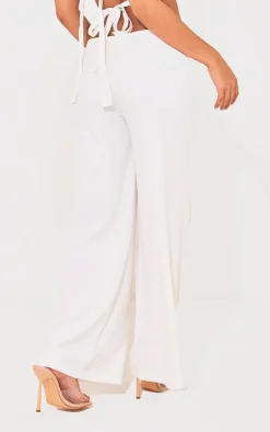 PrettyLittleThing Petite Low Waist Woven Pants White