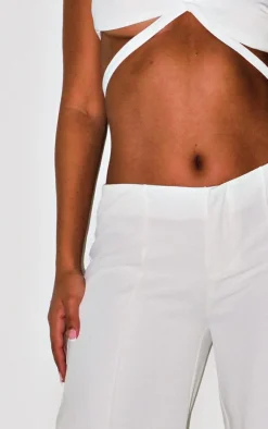 PrettyLittleThing Petite Low Waist Woven Pants White