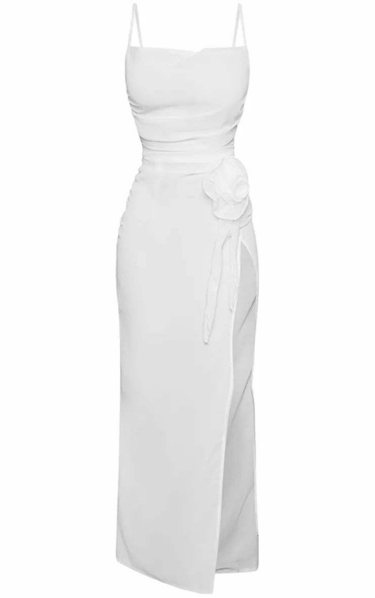 Petite Mesh Midaxi Dress With Flower Detail-PrettyLittleThing Outlet