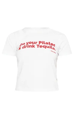 PrettyLittleThing T-Shirts*Petite Pilates Graphic Fitted Top